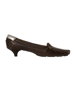 Prada Sport Brown Leather Kitten Heel Loafers
