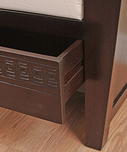 Hand-carved Bench with Cushion and Drawers (Peru)