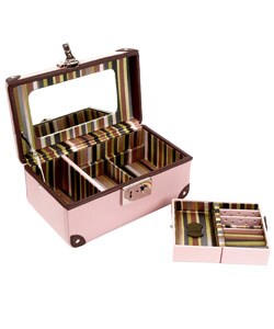 Pink & Brown Genuine Leather Jewelry Case