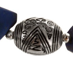 Silver Beaded Blue Lapis Lazuli Necklace