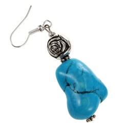 Silver Floral Beaded Turquoise Earrings