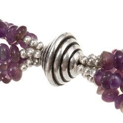 Five Strand Silver Bead Amethyst Necklace