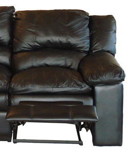 Black Leather 5-seat Recliner Sectional Sofa