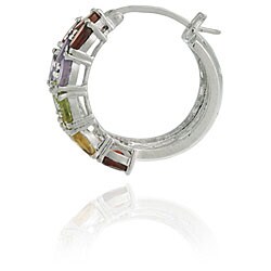 Glitzy Rocks Sterling Silver 9 CTW Multi Gemstone Hoop Earrings