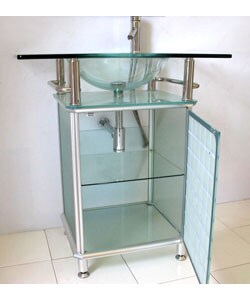 Glass Vanity with Single Door Glass Cabinet