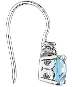 10k White Gold Sky Blue Topaz Hook Earrings