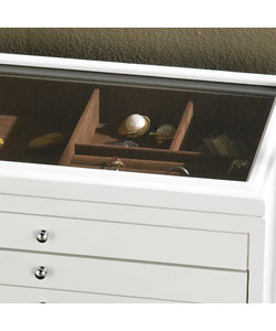 4-drawer Glass Top White Jewelry Box