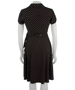 Tahari ASL Polka Dot Jersey Wrap Shirt Dress