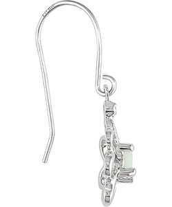 10k Opal Diamond October Birth Stone Earrings