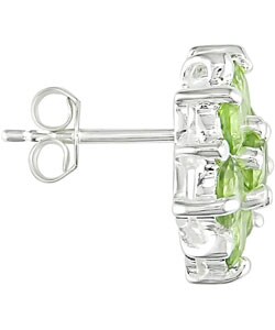 Silver Round Peridot Flower Earrings  (Set of 6)