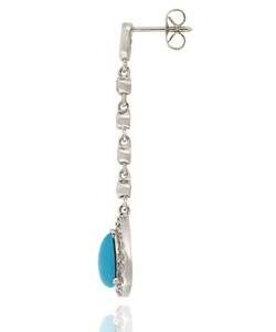 Icz Stonez Sterling Silver Turquoise Teardrop CZ Earrings