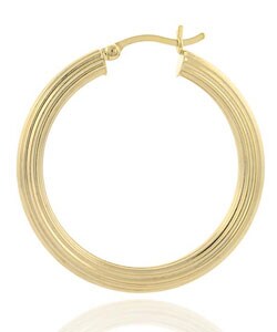 18k Gold Overlay Sterling Silver Hoop Earrings