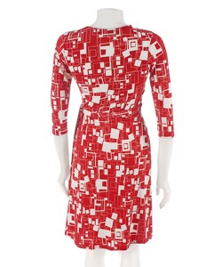 Ruby 3/4-sleeve Geometric Print Wrap Dress