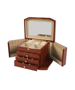 Roma Wood Cherry Finish Jewerly Chest