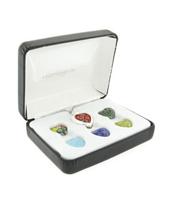 SS Murano Glass Interchangeable Heart Pendant Set