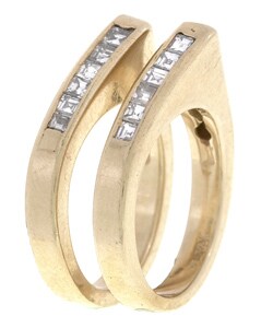 14k Yellow Gold and Diamonds Estate Rings Set