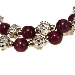 Lavender Tiger's Eye Silver Beaded Necklace