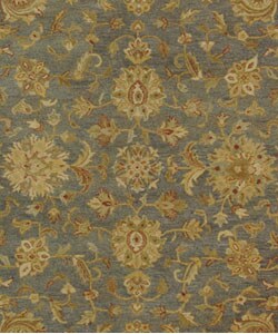 Handmade Antiquities Jewel Blue/ Beige Wool Rug (9'6 x 13'6)