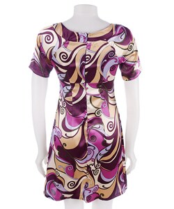 Ruby Printed Charmeuse Empire Waist Dress