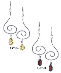 Sterling Silver Mystic Circle Gemstone Earrings (India)