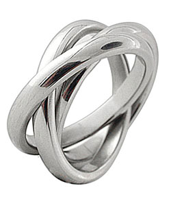 Stainless Steel Three Band Interlocking Ring (Case of 2)