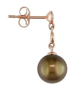 14k Gold Pearl and Diamond Earrings (8-8.5mm)