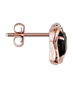 14k Pink Gold Cushion Smokey Quartz Earrings