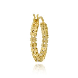 Icz Stonez 18k Gold overlay/Sterling Silver Inside-Out CZ Hoop Earrings