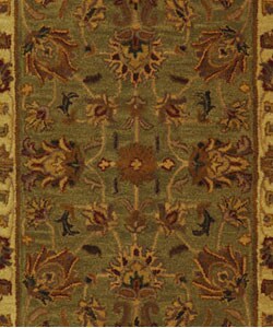 Handmade Heritage Kerman Green/ Gold Wool Rug (3' x 5')