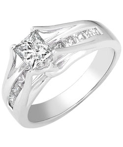 14k White Gold 1ct TDW Princess-cut Diamond Engagement Ring