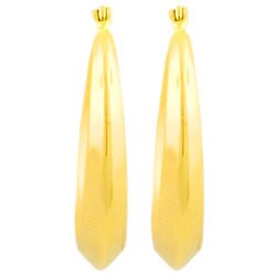 14k Yellow Gold Angular Round Hoop Earrings