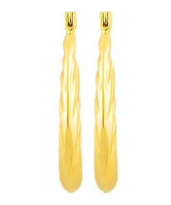 14k Yellow Gold Spiral Oblong Hoop Earrings