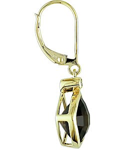 10k Yellow Gold Smokey Quartz/ Diamond Earrings
