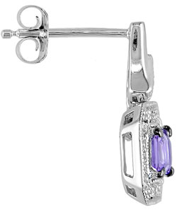 14k White Gold Amethyst and Diamond Earrings