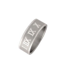 Stainless Steel 2-piece Roman Numerals Ring Set