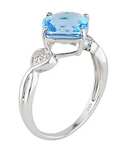 14k White Gold Blue Topaz Ring