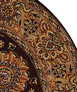 Handmade Persian Court Jewel Red Wool and Silk Rug (4' Round)