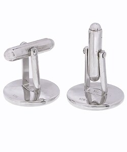 Sterling Silver Round Onyx Cuff Links