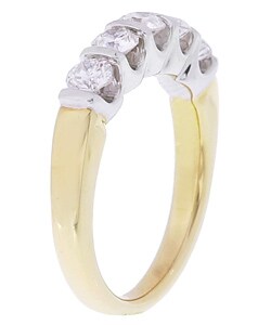 14k Two-tone Gold 1.00ct Diamond 5-stone Ring (G, I1)