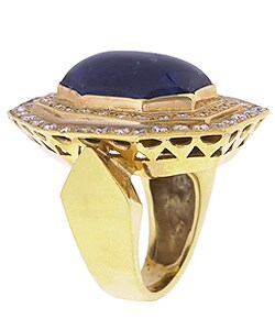 18k Yellow Gold Sapphire and Diamond Cocktail Ring