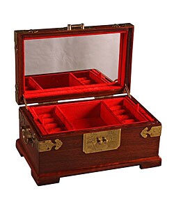 Handmade Asian Brass and Wood Jewelry Box