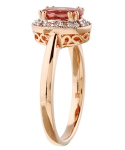 14k Gold Pink Tourmaline 1/10ct TDW Diamond Ring