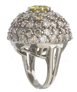 Platinum and Champagne Diamonds Giant Cluster Ring