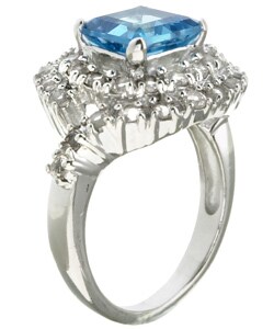 Chateau D'Argent Sterling Silver Blue/ White Topaz Ring
