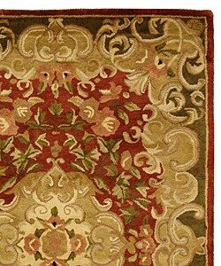 Handmade Classic Juliette Rust/ Green Wool Rug (4' x 6')