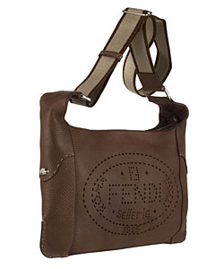 Fendi Leather Perforated Logo Selleria Shoulder Bag