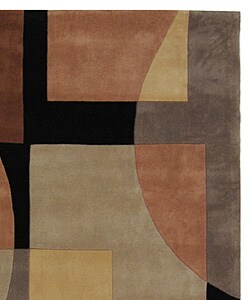 Handmade Rodeo Drive Styles Olive/ Black N.Z. Wool Rug (5' x 8')