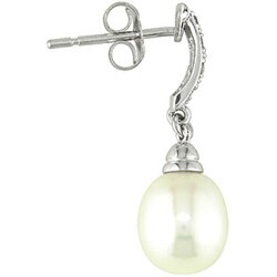 10k Gold FW Pearl and 1/10ct TDW Diamond Earrings (7-8 mm) (G-H, I2-I3)