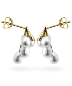 14k Yellow Gold Freshwater Pearl Cluster Earrings
