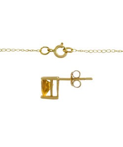 10k Gold Trillion Citrine Pendant and Earrings Set